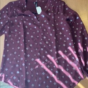 Maroon and silver sheer blouse